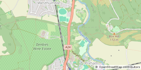 Map of Dorking, Surrey