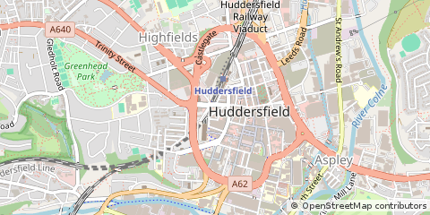 Map of Huddersfield, West Yorkshire