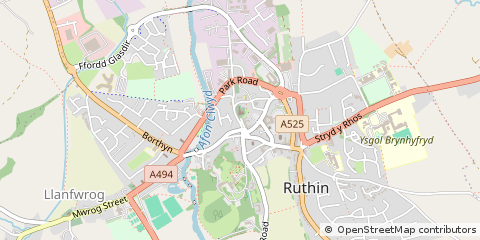Map of Ruthin, Denbighshire