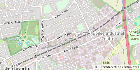 Map of Letchworth Garden City, Hertfordshire