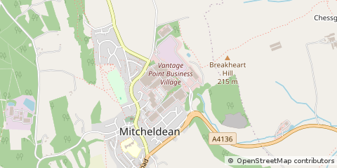 Map of Mitcheldean, Gloucestershire