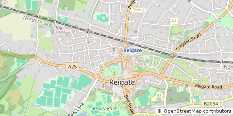 Map of Reigate, Surrey