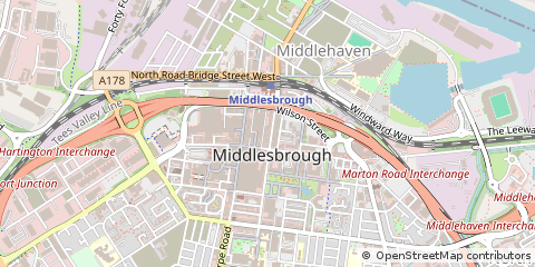 Map of Middlesbrough, Teesside