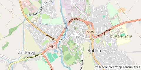 Map of Ruthin, Denbighshire