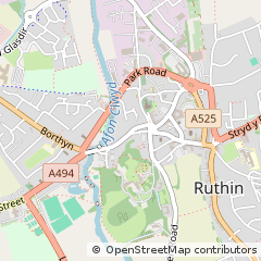Map of Ruthin, Denbighshire