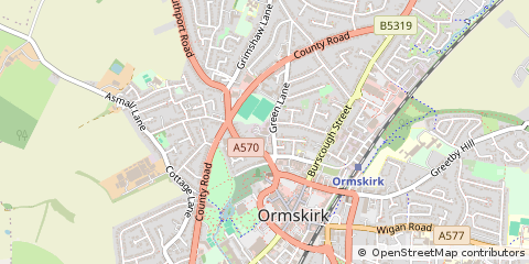 Map of Ormskirk, Lancashire