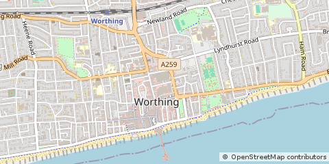 Map of Worthing, East Sussex