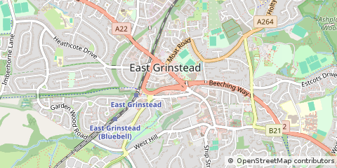 Map of East Grinstead, West Sussex