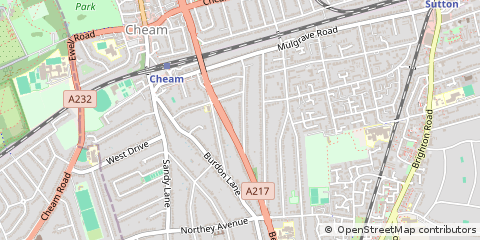 Map of Sutton, Surrey