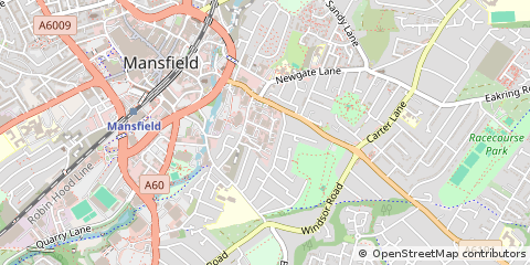 Map of Mansfield, Nottinghamshire