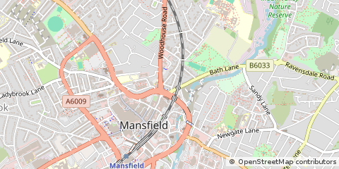 Map of Mansfield, Nottinghamshire