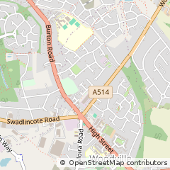 Map of Swadlincote, Derbyshire