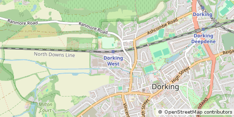 Map of Dorking, Surrey