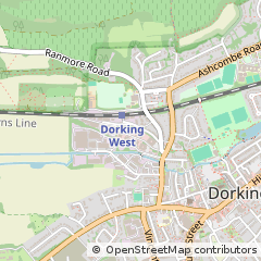 Map of Dorking, Surrey