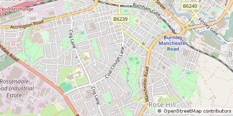 Map of Burnley, Lancashire