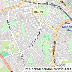 Map of Burnley, Lancashire