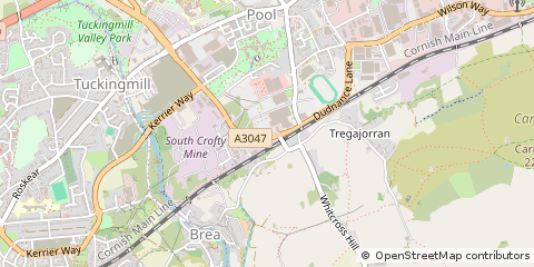 Map of Redruth, Cornwall