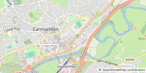 Map of Carmarthen, Carmarthenshire