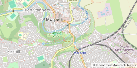 Map of Morpeth, Northumberland