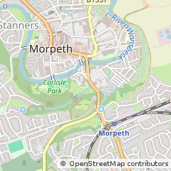 Map of Morpeth, Northumberland