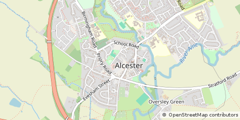 Map of Alcester, Warwickshire