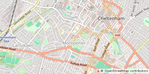Map of Cheltenham, Gloucestershire