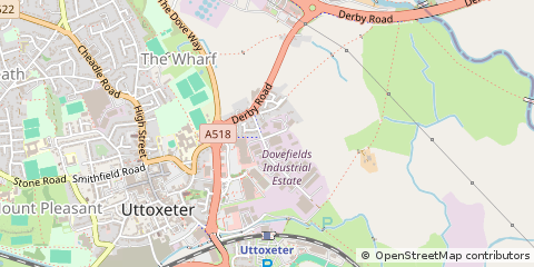 Map of Uttoxeter, Staffordshire