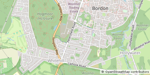 Map of Bordon, Surrey