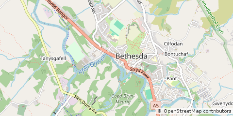 Map of Bethesda, Gwynedd