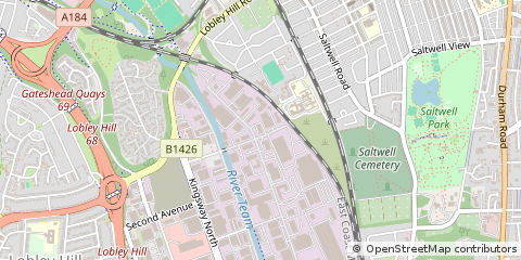 Map of Gateshead, Tyne and Wear