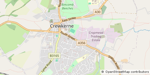 Map of Crewkerne, Somerset
