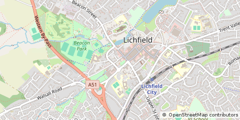 Map of Lichfield, Staffordshire