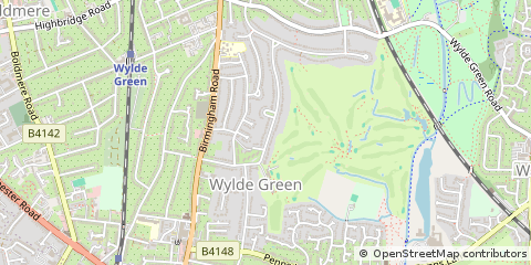 Map of Wylde Green Sutton Coldfield, Warwickshire