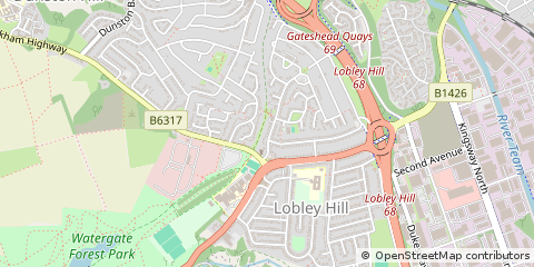Map of Gateshead, Tyne and Wear