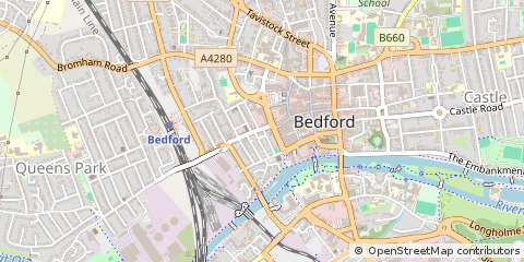 Map of Bedford, Beds