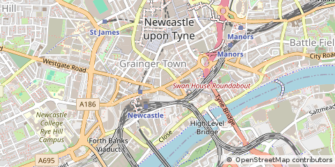 Map of Newcastle Upon Tyne, Tyne and Wear