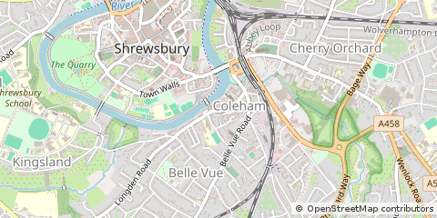 Map of Shrewsbury, Shropshire