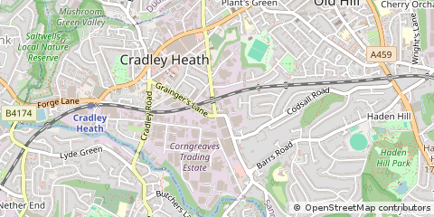 Map of Cradley Heath, West Midlands