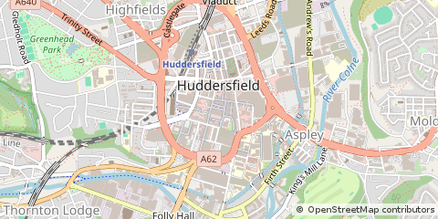Map of Huddersfield, West Yorkshire