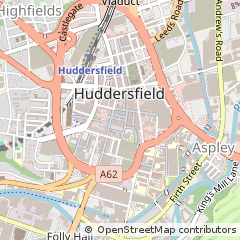 Map of Huddersfield, West Yorkshire