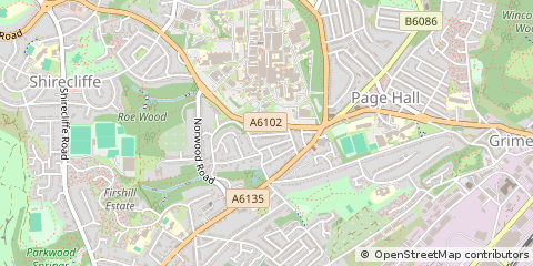 Map of Sheffield, South Yorkshire