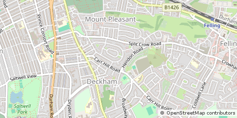 Map of Gateshead, Tyne and Wear