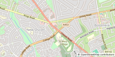 Map of Sutton Coldfield, West Midlands