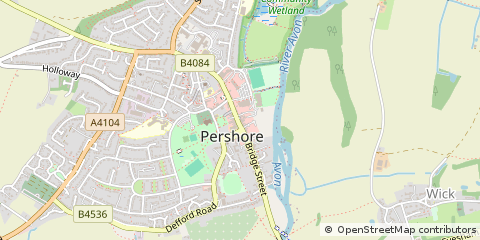 Map of Pershore, Worcestershire