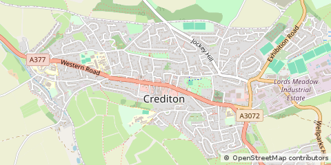 Map of Crediton, Devon