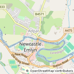 Map of Newcastle Emlyn, Ceredigion