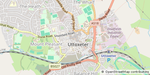 Map of Uttoxeter, Staffordshire