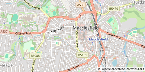 Map of Macclesfield, Cheshire