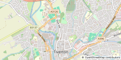 Map of Tiverton, Devon