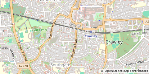 Map of Crawley, West Sussex